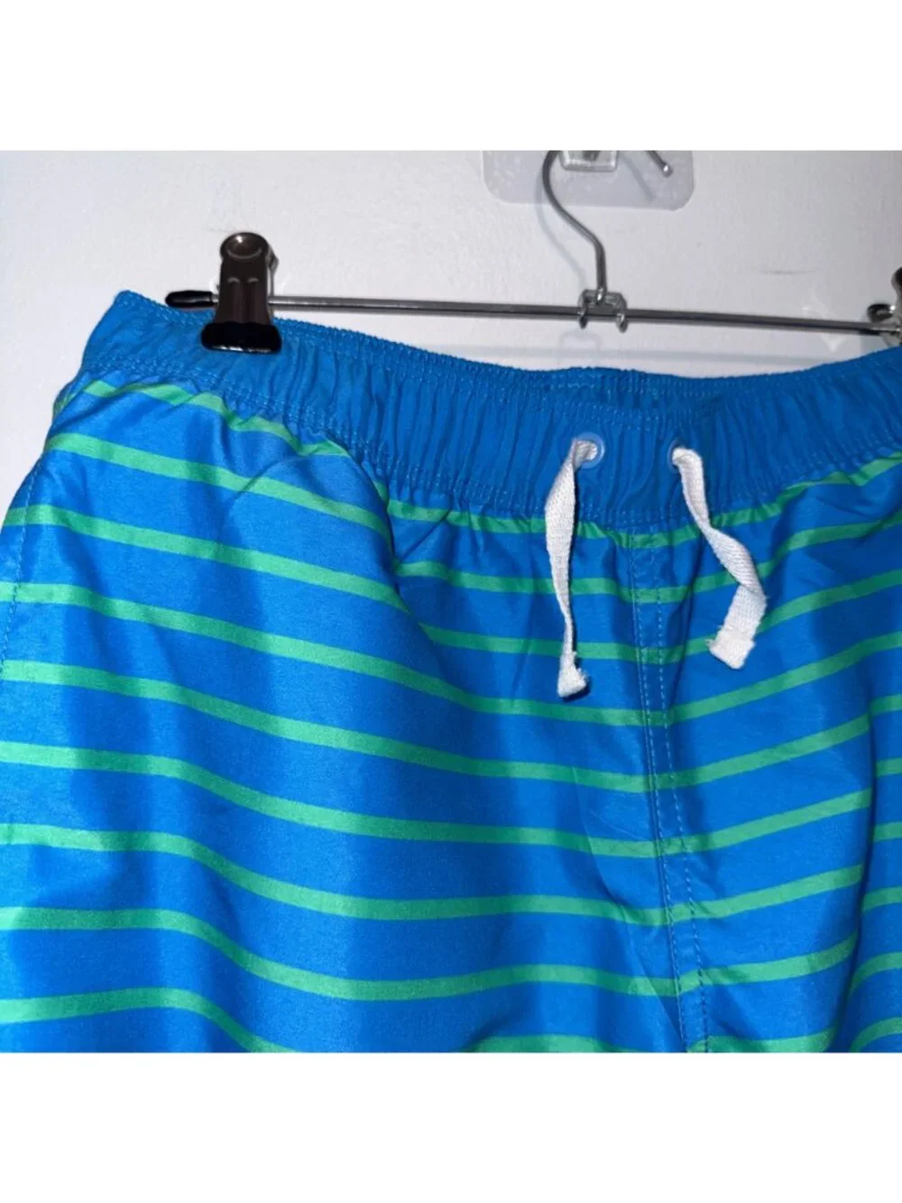 Hanna Andersson Boys Blue & Green Striped Swim Shorts Size 150CM Size 12